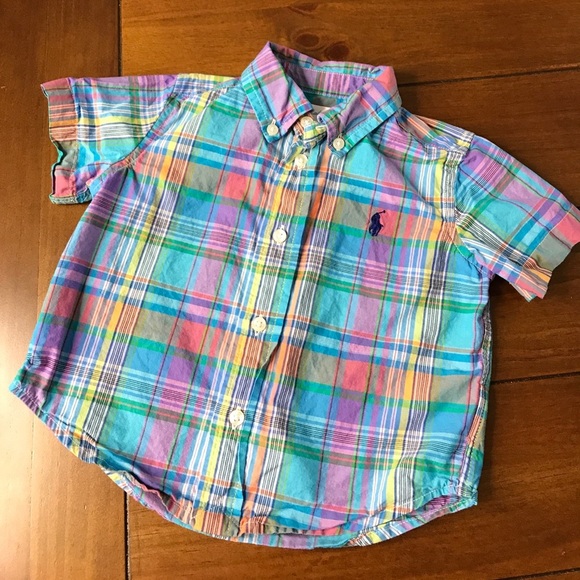 RALPH LAUREN Baby Colorful Button Down Shirt 9 M - Picture 1 of 4